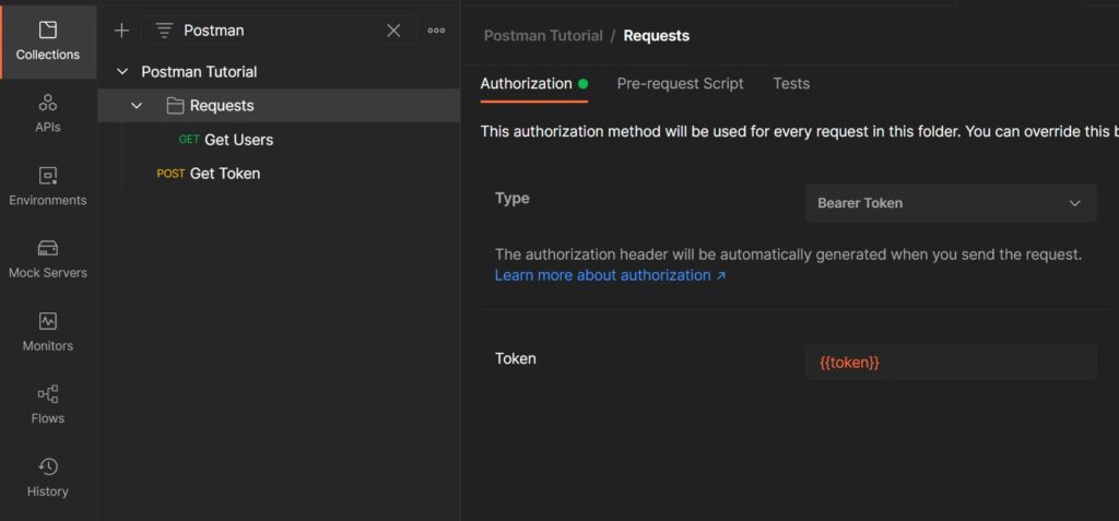 Example of folder structure in Postman Workspace